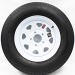 15" White Spoke Wheel and Bias Tire ST20575D15C with a 5-4.5" Bolt Circle - 128693WT31B-PM