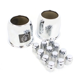 Two 3.19" Open Ended Center Caps & Twelve Chrome trailer wheel lug nuts - 319OEX2
