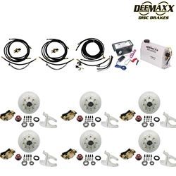 MAXX KIT Electric Over Hydraulic 8,000 lbs. Disc Brake Kit with 5/8" Studs for a Triple Axle with Gold Zinc Caliper and TruRyde® Bearings - DMK8IG3580